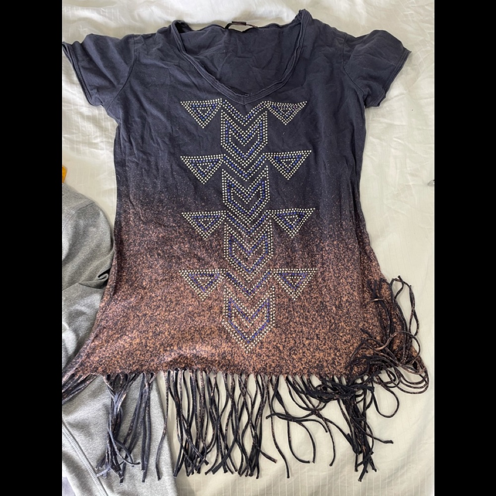 Rock & Roll cowgirl t shirt fringe